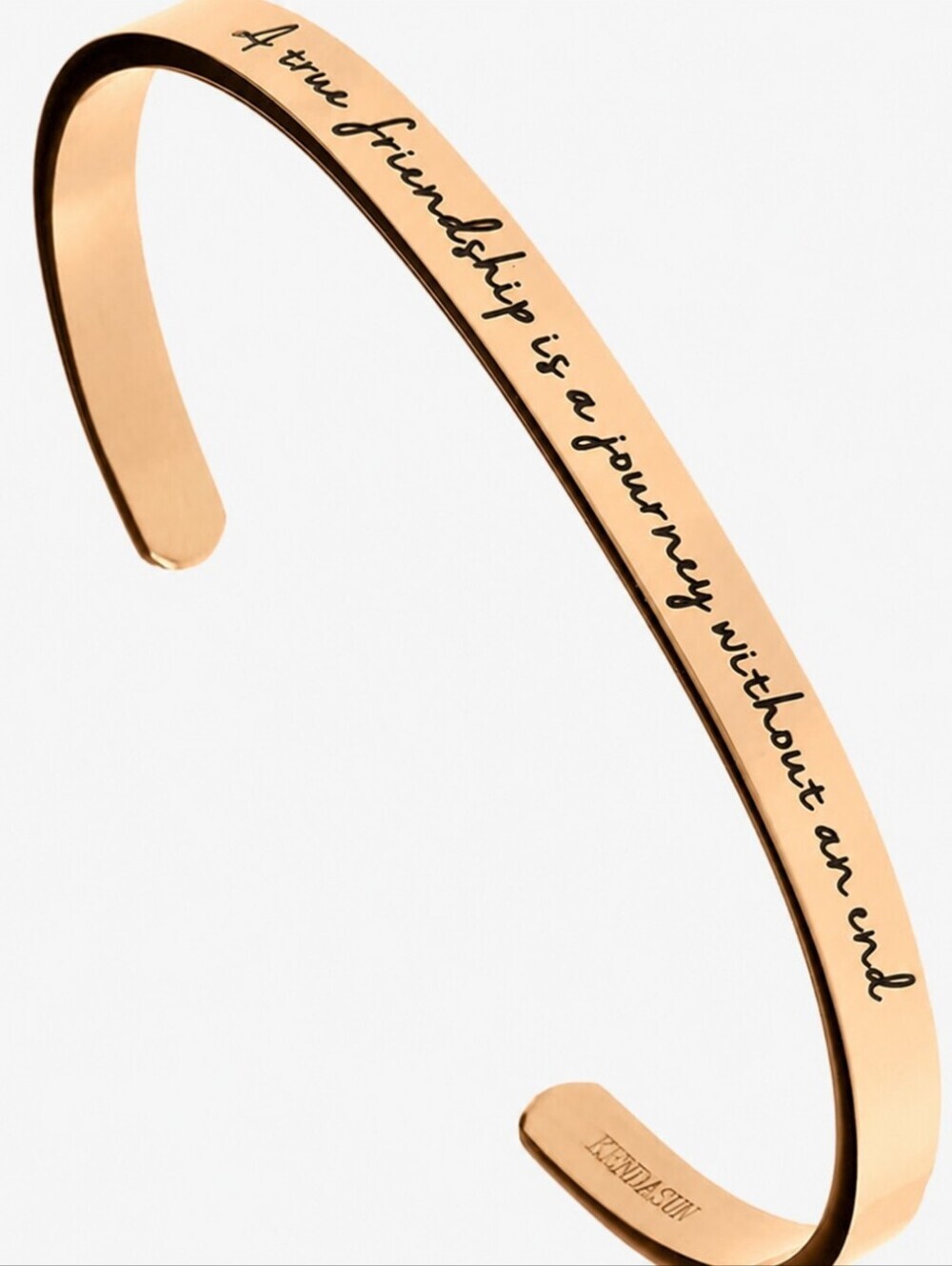 KENDASUN "A True Friendship Is a Journey Without an End" Rose Gold Cuff Bracelet